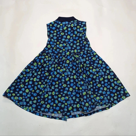 Vintage Collection 1 2 3 Girls Size 5 Floral Navy & Green Button Down Dress Polo - Picture 3 of 7